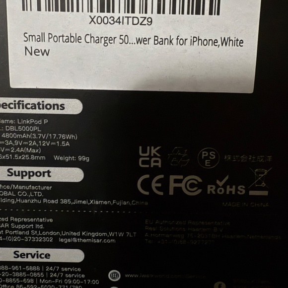 iWALK Portable Charger Power Bank 4800mAh with LED Display White -New - Picture 4 of 4